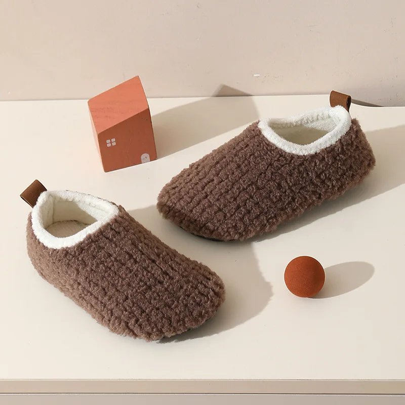 Zapatillas de algodón para niña, antideslizantes, suela blanda, bonitos zapatos gruesos y cálidos para interior del hogar, Otoño e Invierno