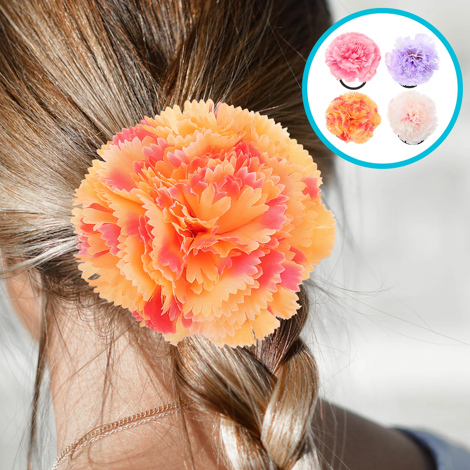 

4pcs Layered Carnation Hair Clips Floral Hairpin For Wedding Bridal Bridesmaid Party Artificial Flower Hair Accessories Durable