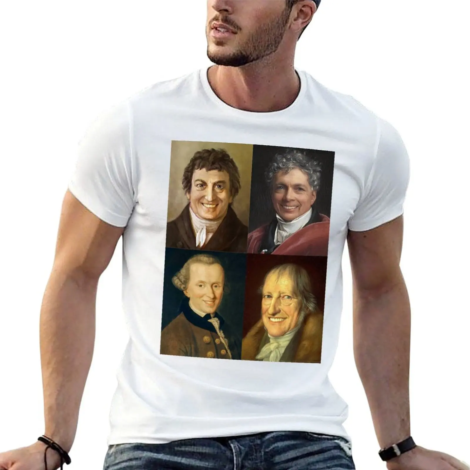 Camiseta de algodón con diseño de idealismo alemán - Hegel, Kant, Fichte, Schelling, camisetas de algodón para hombre, camiseta de diseñador 100% para hombre