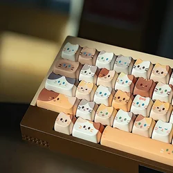 Cute Meow Keycaps Cat Head MAO Profile PBT Key Cap Dye Sublimation for MX Mechanical Keyboard KeyCap Keyboards Accessories