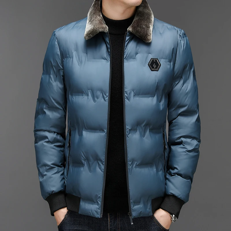 Chaqueta de plumón con cuello de piel para hombre, abrigos gruesos y cálidos informales a la moda, prendas de vestir de alta calidad, cortavientos, Parkas gruesas para hombre, Invierno