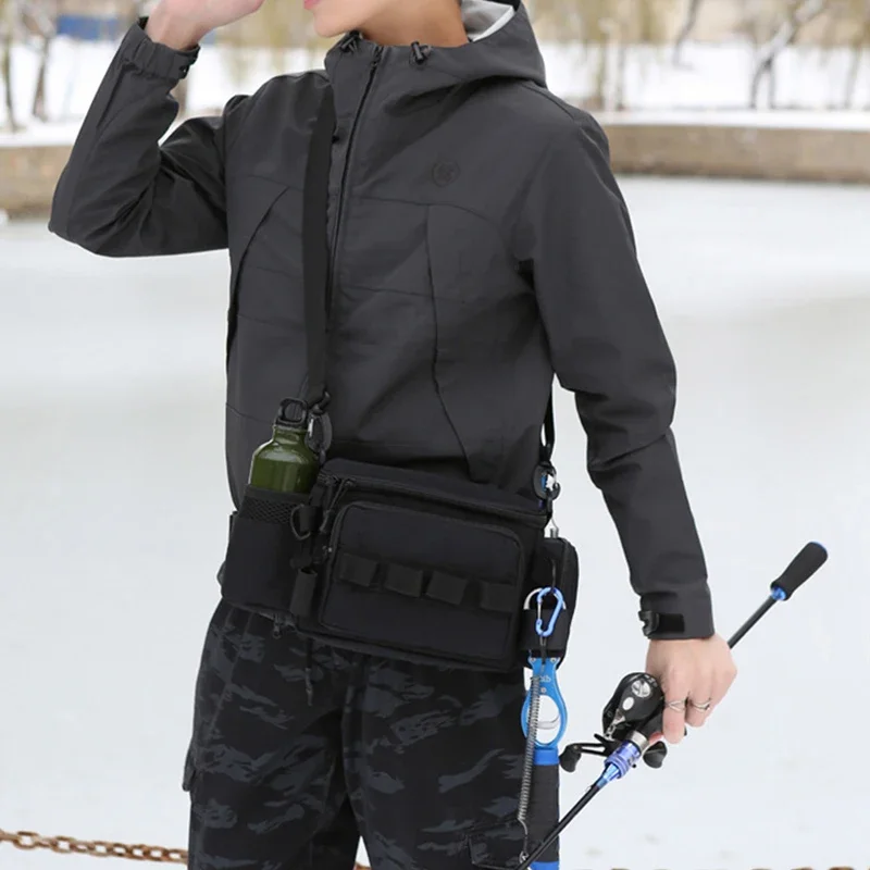 New Men Fishing Tackle Bags Waist Fanny Pack Fishing Lures Line Box Storage Accessories Outdoor Camping Shoulder Crossbody Bag