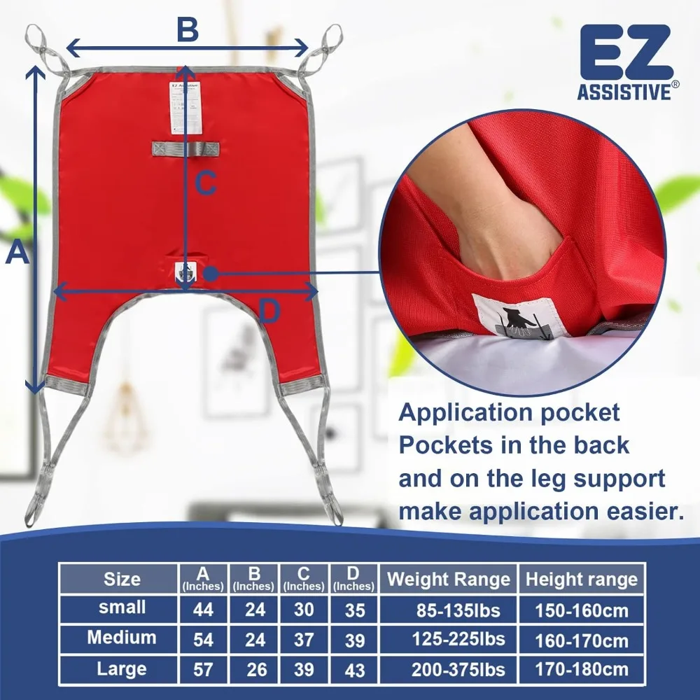 Patient Lift Divided Leg Sling with Lower Back, Lift Sling for Transfer and Positioning and Lifting, 500lb Weight Capacity