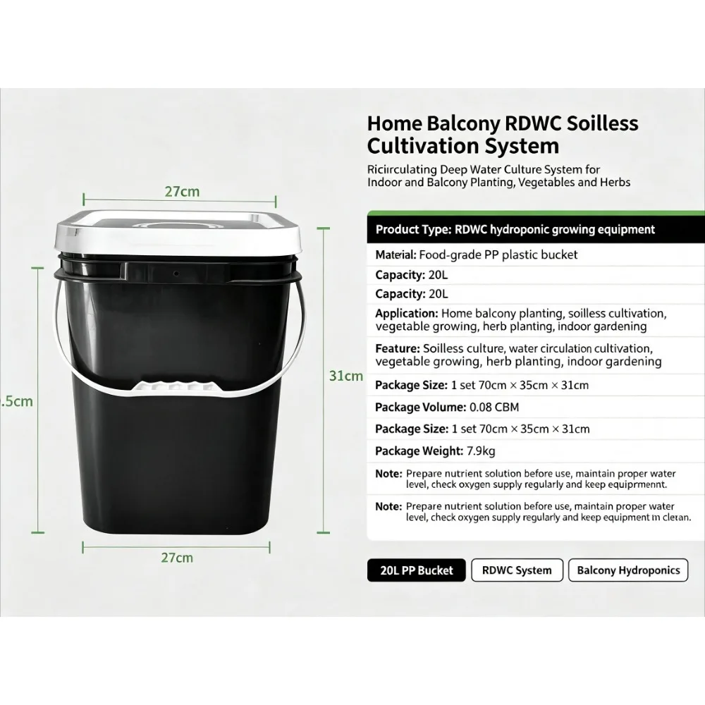 Home Balcony RDWC Soilless Cultivation System Bucket Planting Hydroponic Growing Equipment - view 6