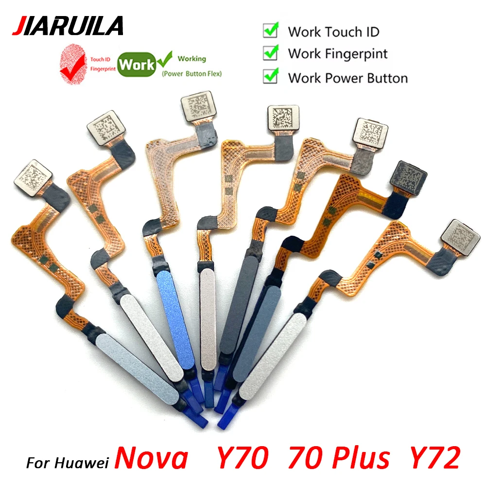 10Pcs, For Huawei Nova Y70 Plus Y72 Fingerprint Sensor Home Return Key Menu Power On Off Button Flex Ribbon Cable