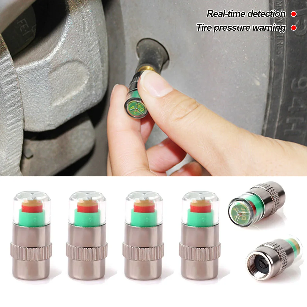 1/2/4pcs Car Tire Pressure Indicator Tire Pressure Gauge Indicator Alert Monitoring Valve Cap Sensor External Valve Detection