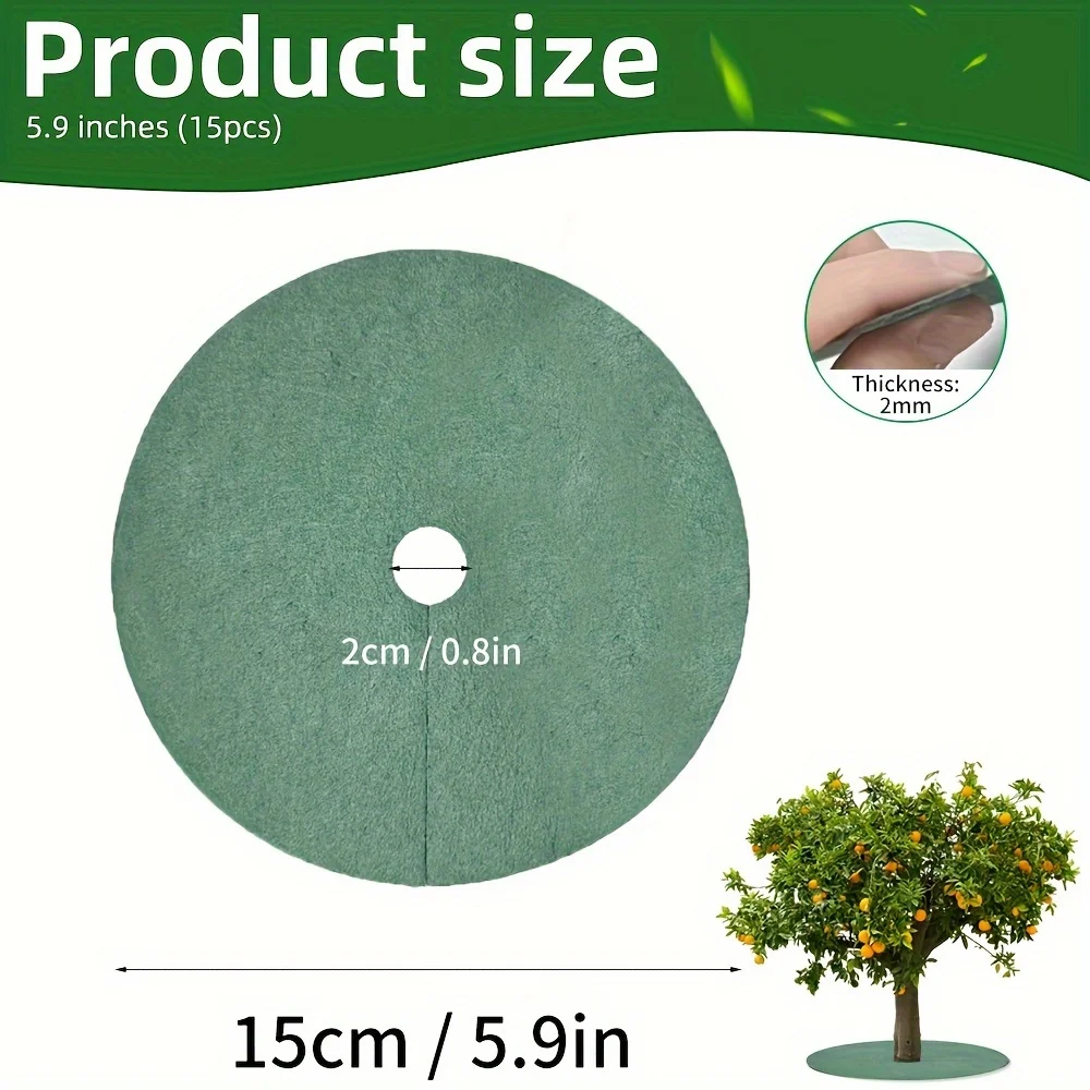 Green Non-Woven Tree Mulch Ring - Reusable Weed Barrier Mat for Effective Weed Control, Root Protection, and Moisture Retention