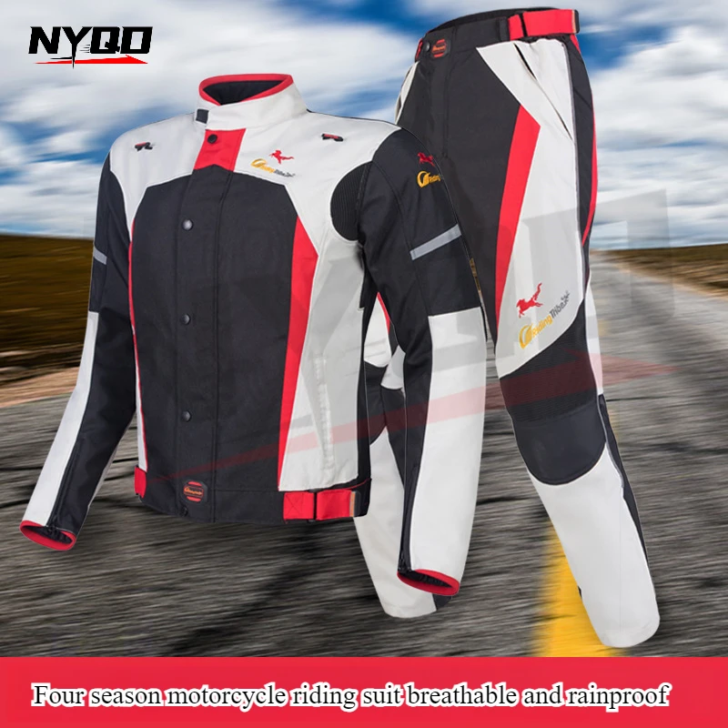 

Men Women Motorcycle Jacket Waterproof Fall Proof Warm Rain Proof Motorcycle Four-Season Protective Suit All Size