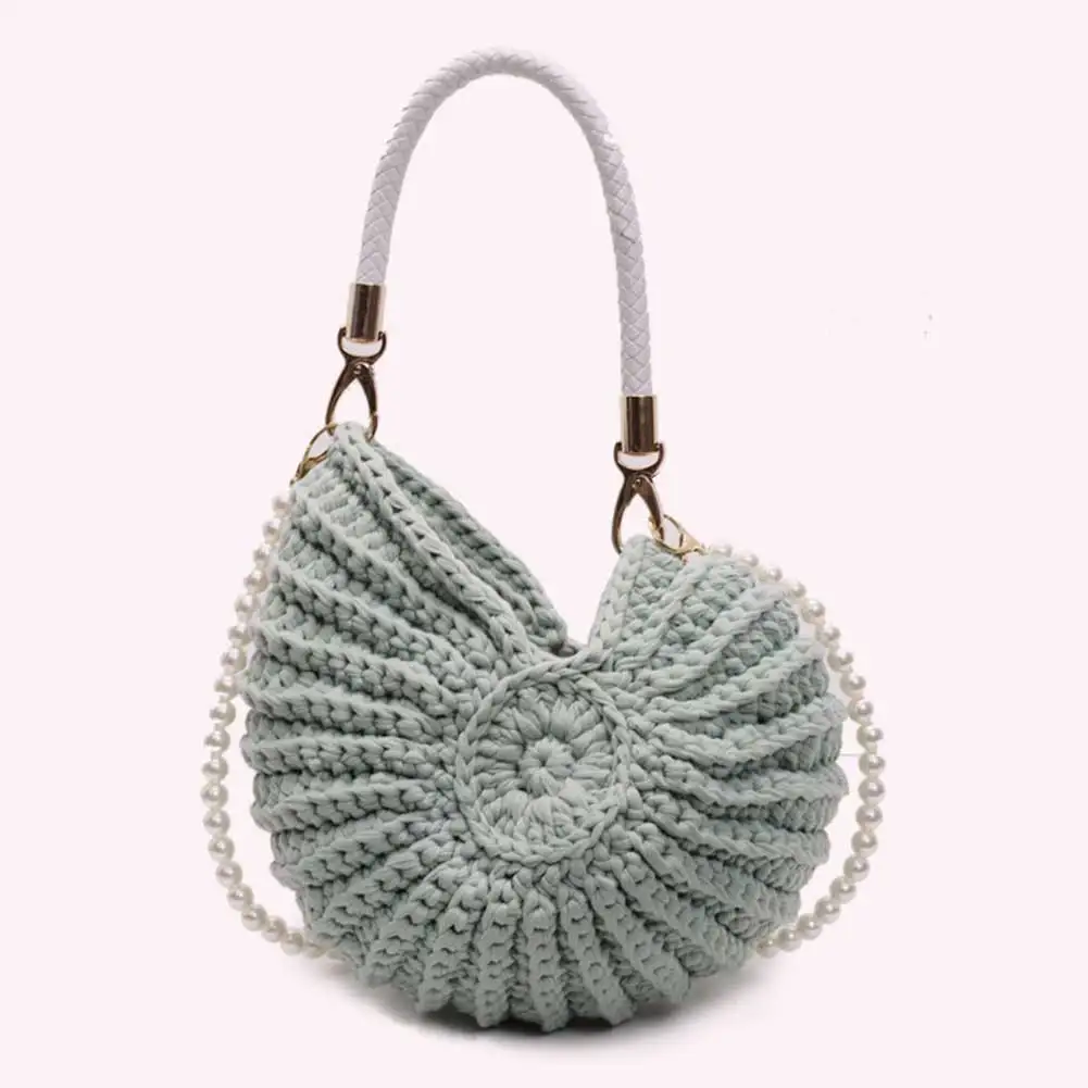 

Handwoven Seashell Women Summer Boho Clutch Solid Color Creative Crochet Shoulder Bag Multifunctional for Vacation Travel