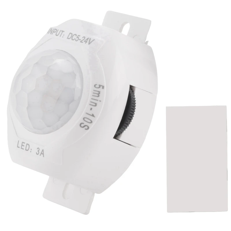 6X PIR rilevatore di sensore di movimento a infrarossi DC5-24V interruttore Timer On Off automatico corpo luce LED lampada sensore di movimento PIR (bianco)