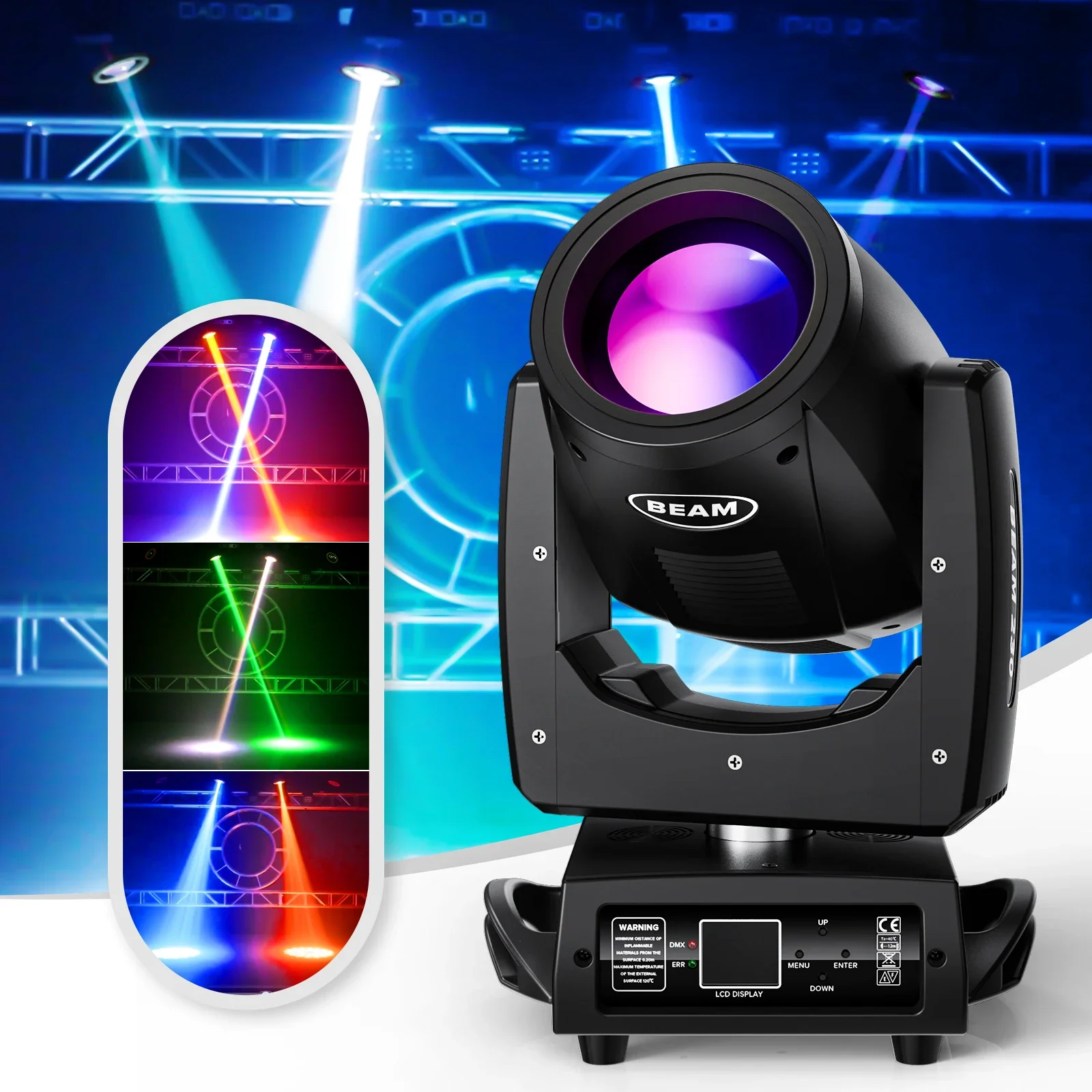 BOTAI 230W Stage Moving Head Light 15 Gobos and 14 Colors Rainbow Effect DMX512 Control for Disco Party  Bar DJ Stage Lighting