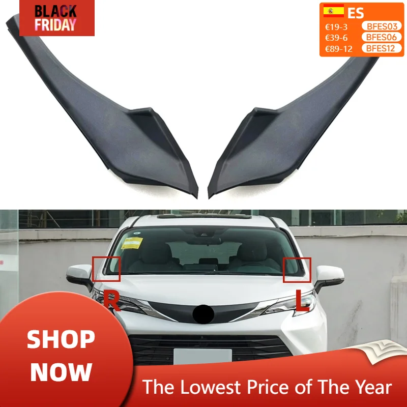 Car Front Windshield Wiper Water Guide Plate Side Cowl Angle Panel Cover For Toyota Sienna 2021-2024