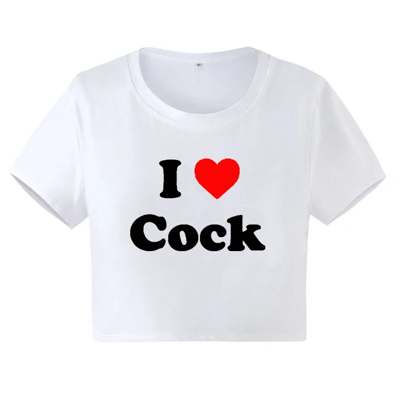 2000s الجرونج س الرقبة المرأة تي شيرت Kawaii الملابس Y2k المرأة المحاصيل الأعلى أنا القلب الديك خمر الطفل المحملة مثير ملابس للنادي وتتسابق #5