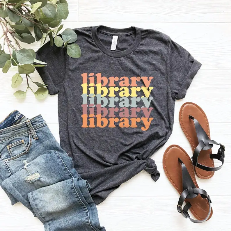 Bookworm library shirt, read return repeat, librarian gift support your local library reading Short Sleeve Top Tees Fashion goth