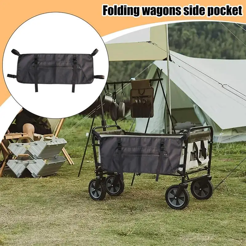 

Cart Side Pocket Large Capacity Carriage Side Pocket 600D Oxford Outdoor Accessories Stroller Organizer Black For Camping Picnic