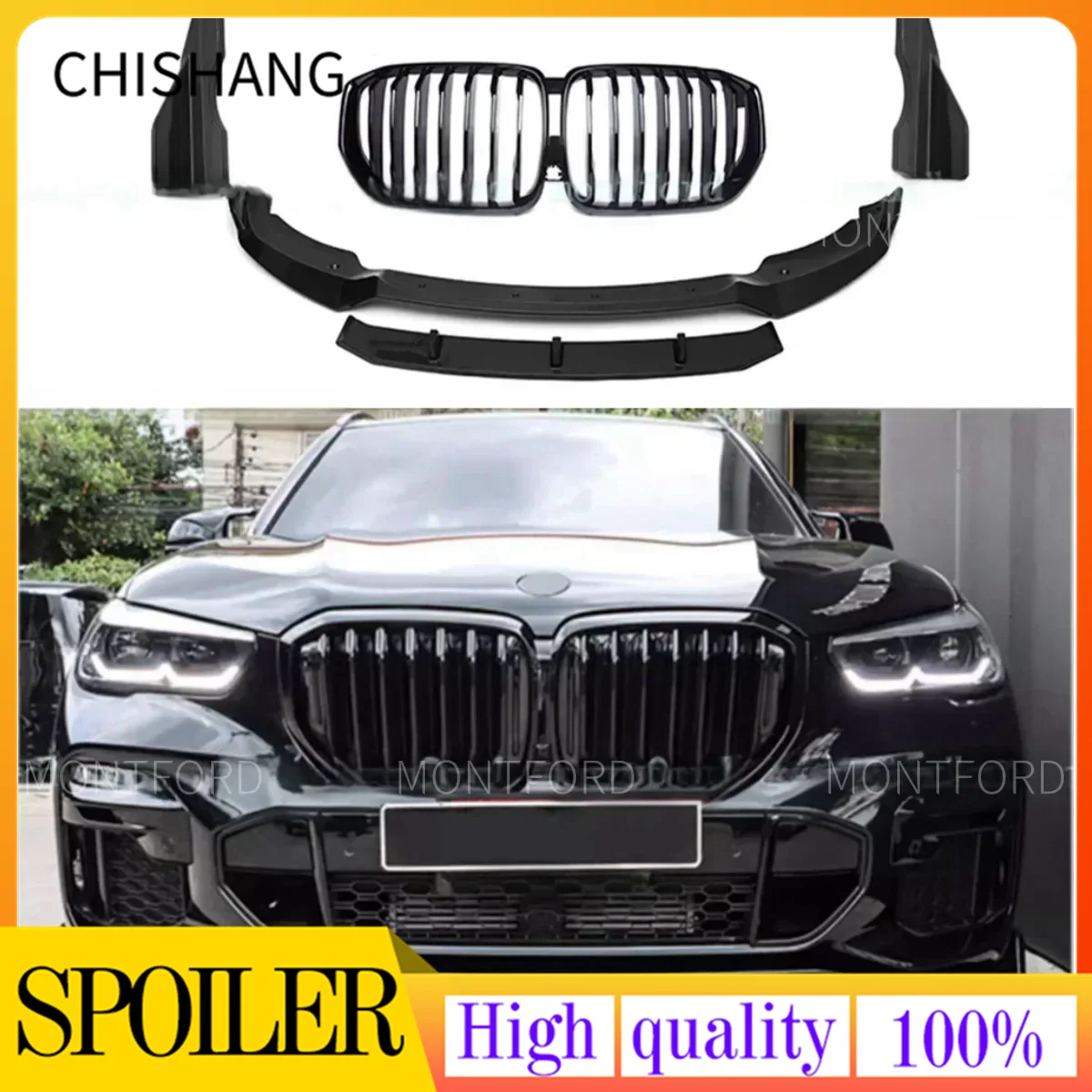 FOR BMW X5 G05 2018-2023 BLACK AORO KITS FRONT SPLITTER SIDE SKIRTS REAR DIFFUSER SPOILER