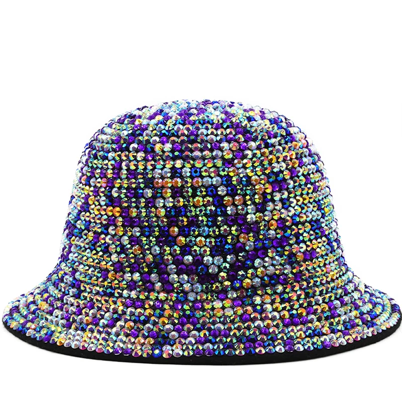 New Rhinestone fedora Jazz Hats Cowboy Hat For Women And Men Double-sided Color Cap Red With Black diamond Bucket fedora hat