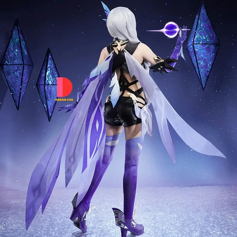 CyGenshin Impact Skirk Strój Cosplay Peruka Sukienka Mundur Szermierka Nakrycie Głowy Mistrz Tartaglia Abyss Halloween Party Kobiety Profesjonalny