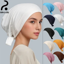 RIMAIRE-Hijab musulmán de Color puro para mujer, ropa ligera y conveniente, pañuelo para la cabeza, gorro