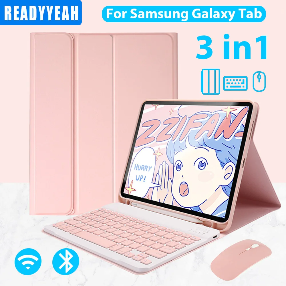 เคสแท็บเล็ตสำหรับ Samsung Tab 10.4 S7 S8 11 S7 Plus เคส S8 S7สำหรับ Samsung Galaxy TAB A8 10.5 S6ฝาแท็บเล็ตพร้อมแป้นพิมพ์เมาส์