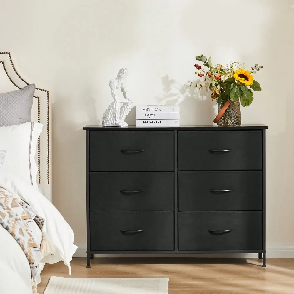 

Тумба для хранения с 6 тканевыми ящиками, подставка под телевизор и органайзер для гардероба для дома