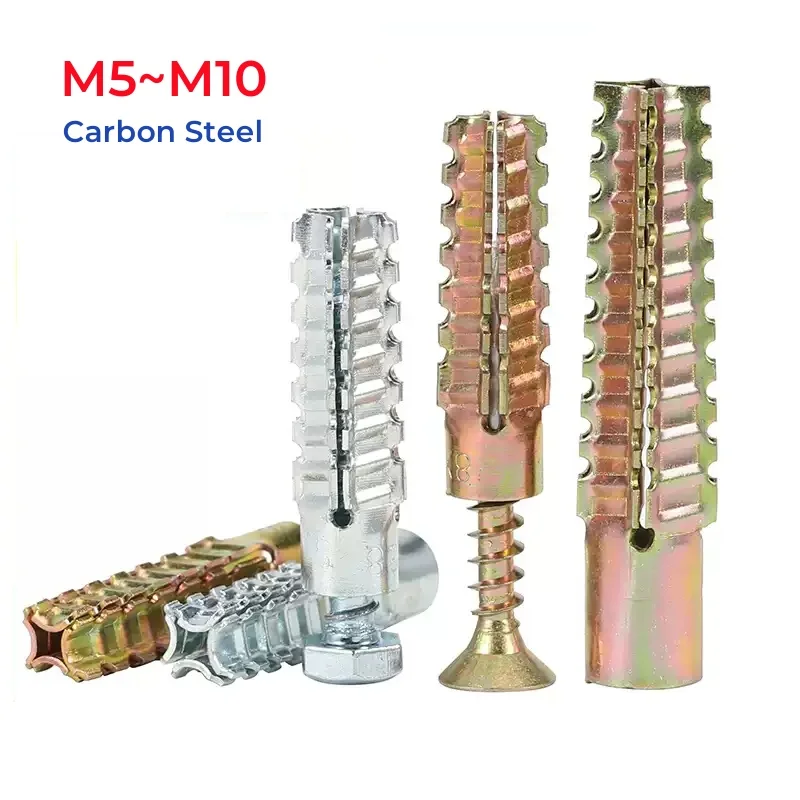 Carbon Steel Metal Expansion Tube Pipe Serrated Thorny Self Tapping Screw Drilling Plug For Concrete Wall Bolt Anchors Fasteners