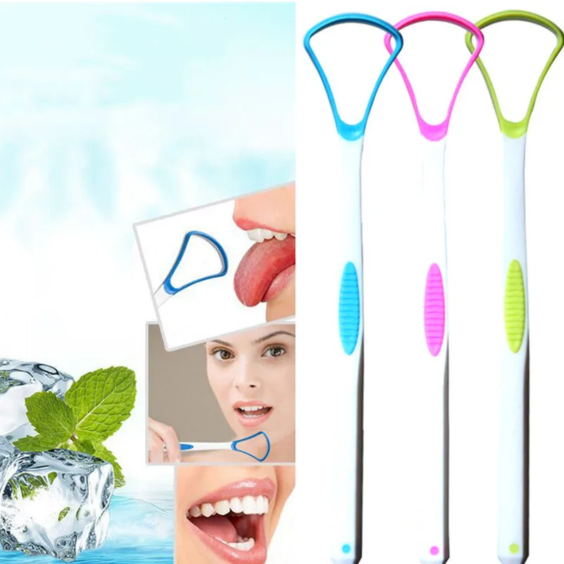 Tongue Scraper Silicone Tongue Brush Cleaning The Surface of Tongue Soft Oral Cleaning Brushes  Cleaner Fresh Breath Health Blue