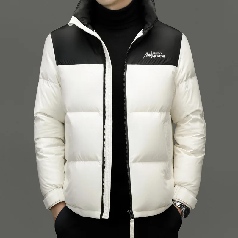 Men's Casual Short Down Jacket with Stand Up Collar and Warm Down Jacket