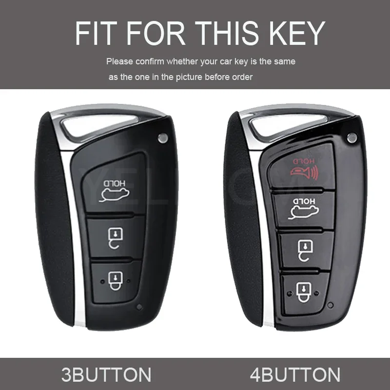 3 4Buttons Key Case Cover Holder Fob for Hyundai Grandeur HG Sedan Santa Fe 3DM Grand Santa Fe 2018 IX45 Equus Azera Genesis G80