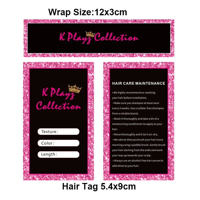 Custom Pakket Voor Pruiken Haar Bundels Papier Tag Met Uw Eigen Naam Of Logo Gratis Ontwerp Etiket Wrap 500 Stks/sets papier Hang Tag