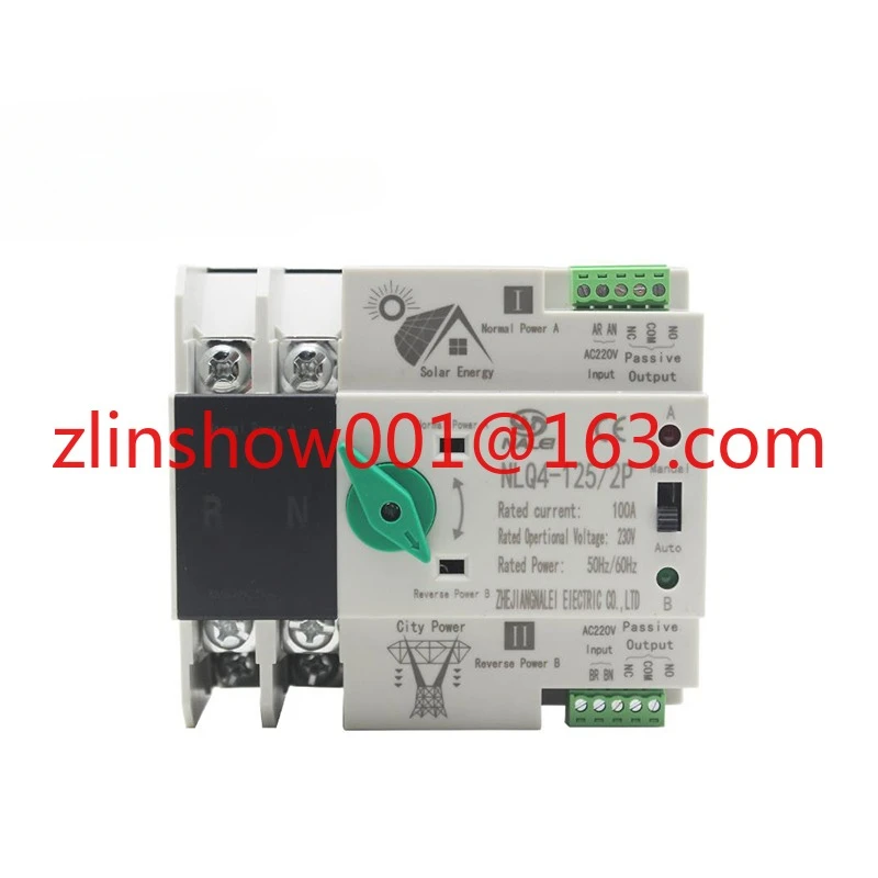 PV ATS 2P 3P 4 polos AC 220V 63A 125A ininterrumpida doble potencia interruptor de transferencia automática ATSE para Solar fotovoltaico