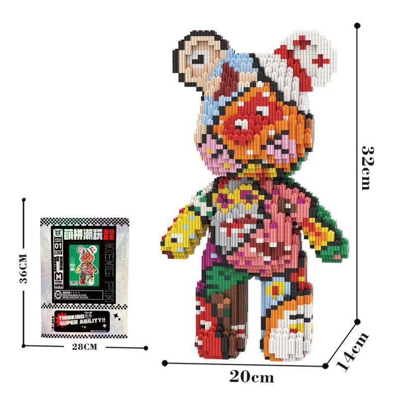 3D 베어 빌딩 블록 베어브릭, 귀여운 모델, 마이크로 다이아몬드 브릭, 발달 장난감, 남아용, 어린이 생일 선물