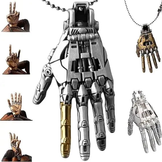 جديد 5 سنتيمتر روبوت اليد تحصيل الميكانيكية بيونيك اليد مع سلسلة المنقولة فنجر المفاصل اليد سحر عرض الهدايا قلادة حلية