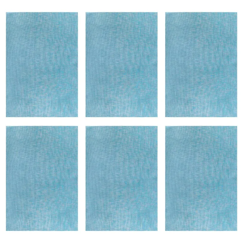 Placemats Place Mat Blue Table Mats Set Of 6 Non Slip Easy To Clean Wipeable Crossweave Woven Vinyl Washable Place Mats