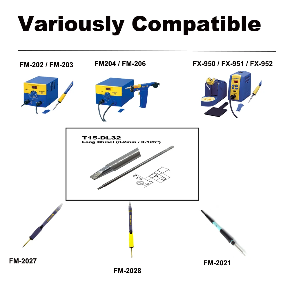 Ujung Solder Pengganti T15-DL32 untuk Pegangan HAKKO FM-203 FM-204 FM-206 FX-951 FX-950 FX-952 FX-9501 FM-2028 FM-2027 FM-2021