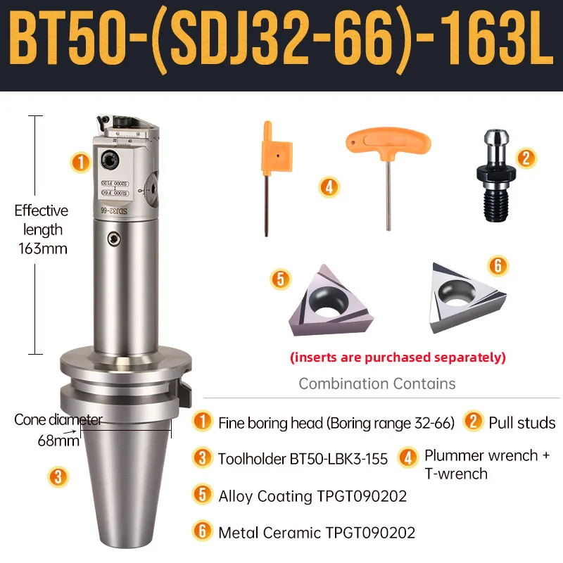 SDJ 고정밀 미세 보링 커터 세트, 작은 구멍 보링 CNC 깊은 구멍 보링 도구에 적합, BT50