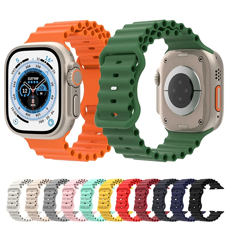 Ocean Strap For Apple Watch Ultra 1 Ultra 2 49mm Band Silicone Original 1:1 Bracelet For iWatch Series 9 8 7 6 5 45mm 44mm 42mm