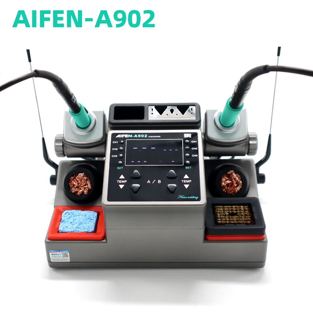 AIFEN-A902 Intelligent Double Welding Station With C210/C115 C245 Electric Soldering Iron Station for Phone PCB Repair