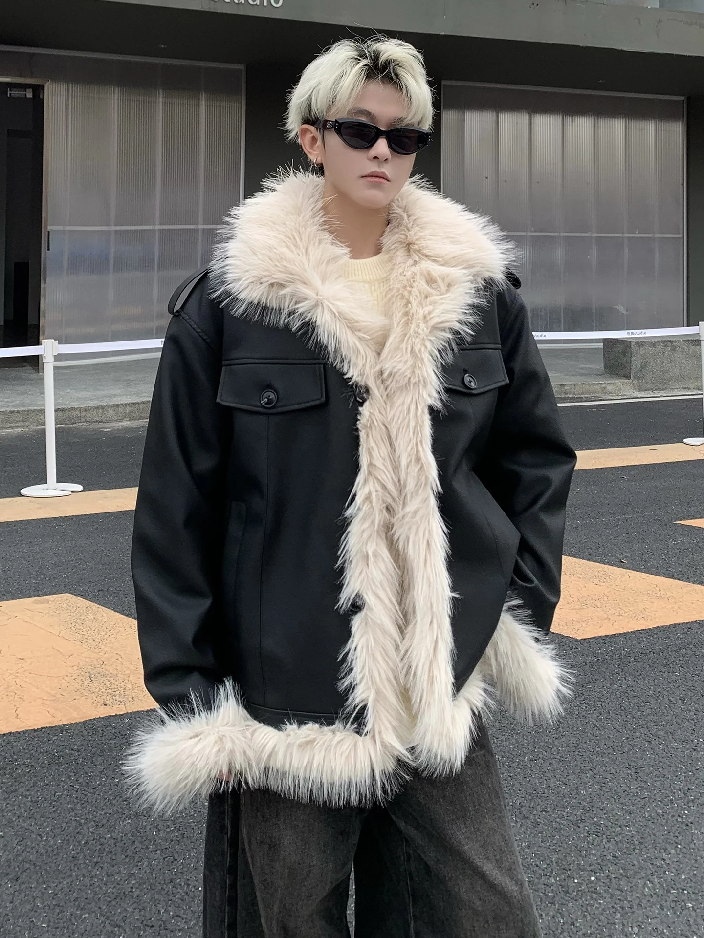 

Мужское зимнее хлопковое пальто в стиле ретро с воротником из искусственной кожи на подкладке, модное брендовое хлопковое пальто Thiened версии