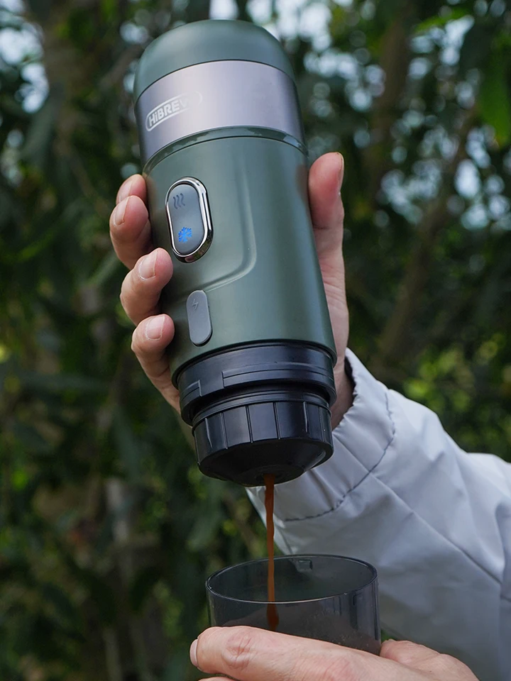 SOONHUA Machine à expresso électrique portable, rechargeable, pour voiture, compatible avec capsules NES, capsules DG, café moulu pour le camping, la randonnée, le bureau
