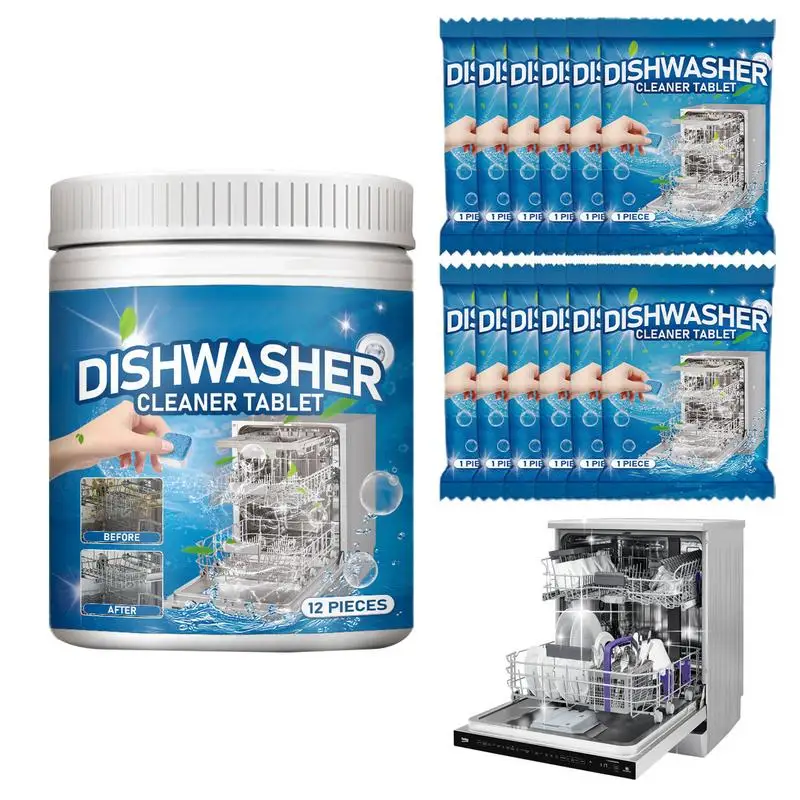 Dishwasher Cleaner Tablet Dish Washer Machine Cleaning Tablet Oil Stain Removal Grease Removing Tablet Kitchen Cleaning Supplies