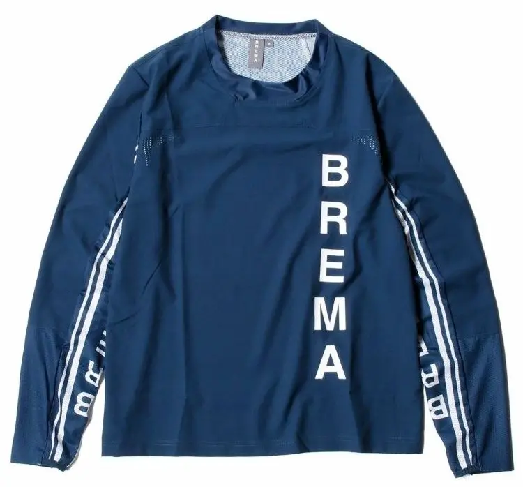 Men's  Long Sleeve Jersey Navy Blue with White Logo Print Breathable Mesh Quick-Dry for Cycling & Outdoor Sports MOTO