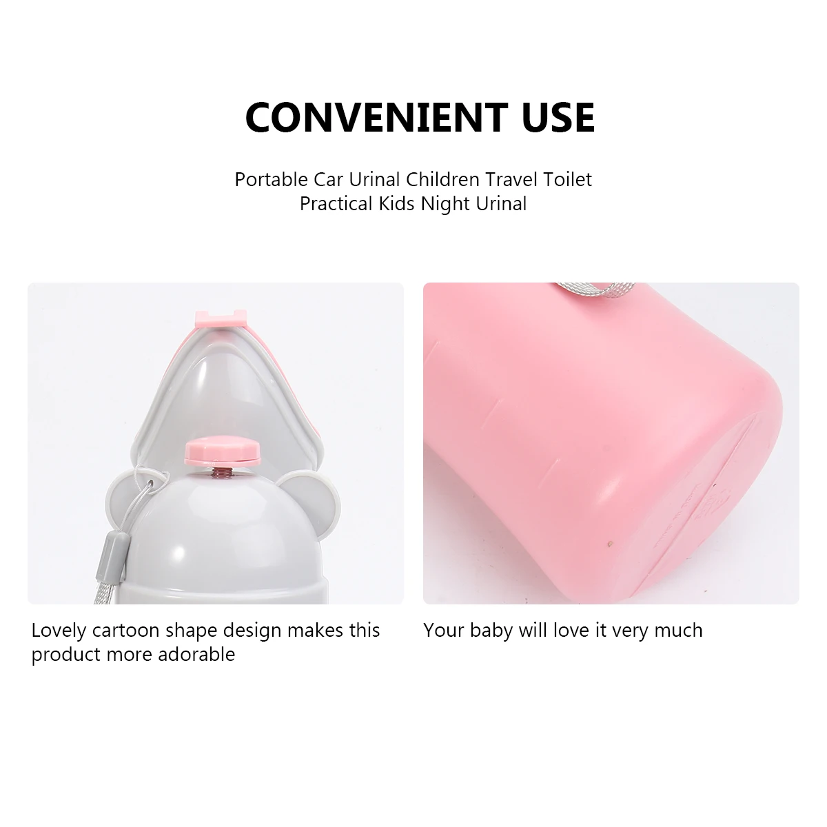 

Baby Girl Car Urinal Bottle Portable Kids Potty Toilet Travel Toddler Girls Child Cartoon PP Material No Leakage Easy Clean