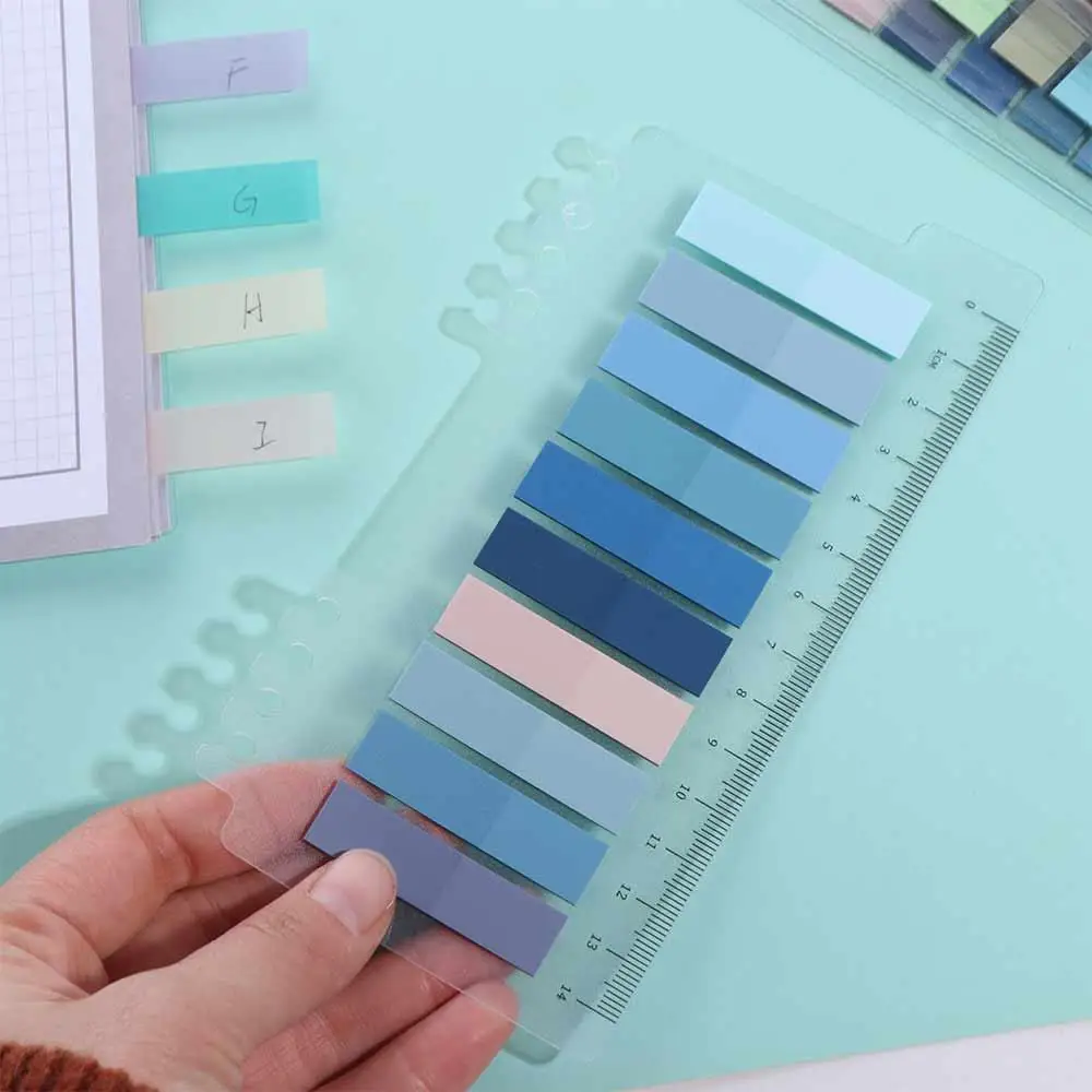 Self Adhesive Index Tabs Set Waterproof Multi Color Morandi Sticky Notes Transparent Label Page Marker Tabs Stationary