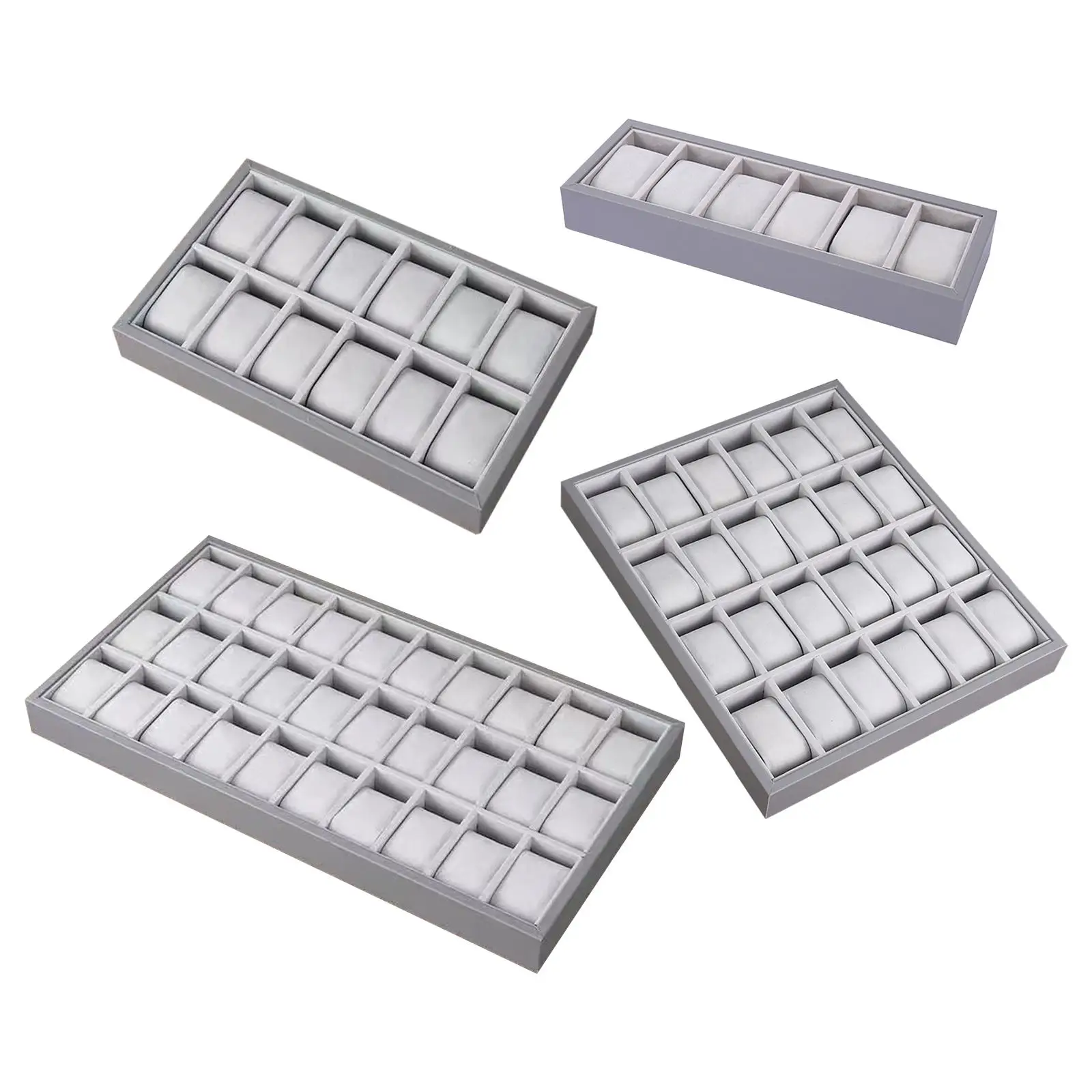 Jewelry Tray Adjustable Pillow 30 Grid Stackable Velvet Bangle Watch Display Holder Watch Organizer Tray for Girls Men Stores