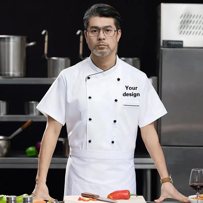 Custom Chef Jacket Uniform Shirt With Logo Personalized Design Pattern DIY Men's Kitchen Short Sleeve Work Clothes Cook Coat