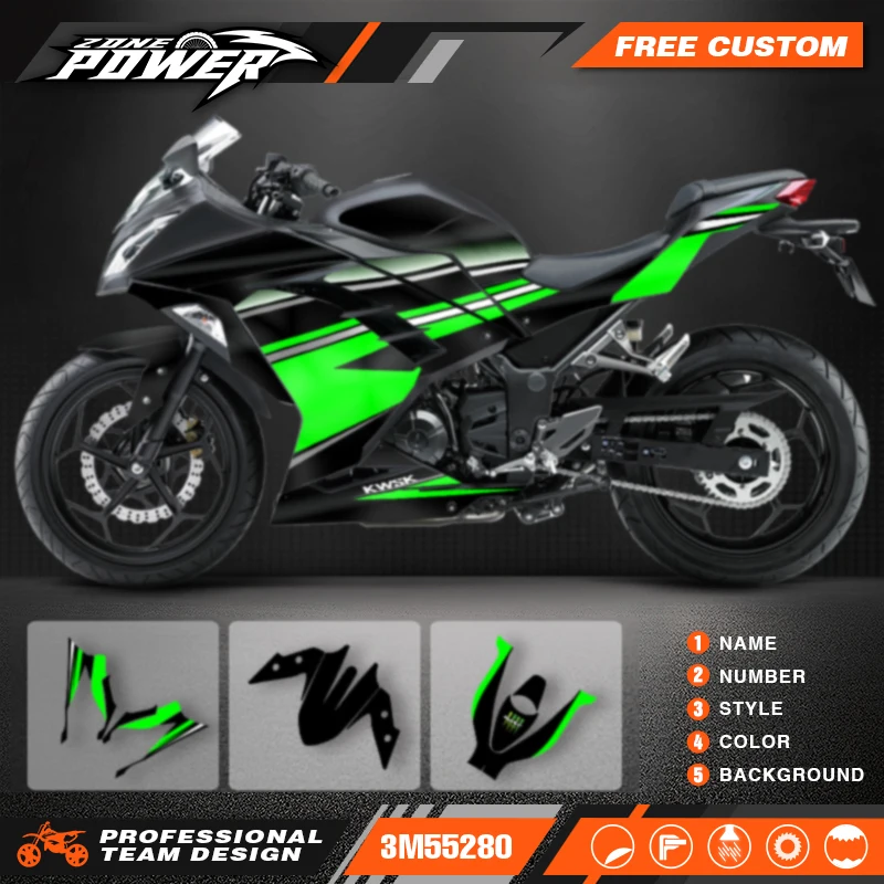 

Powerzone For Kawasaki Motorcycle Custom Graphics Decals Stickers Kit For Kawasaki ninja 250 300 2015 2016 2017 2018 2019 2020
