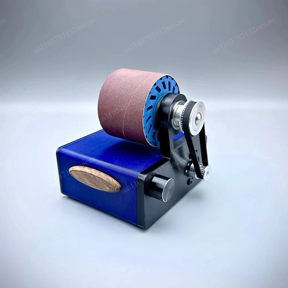 Desktop Electric Leather Polishing Machine Set Speed Adjustable Mini DIY Grinder with Wooden Wheel + Cloth Wheel + Sanding Wheel
