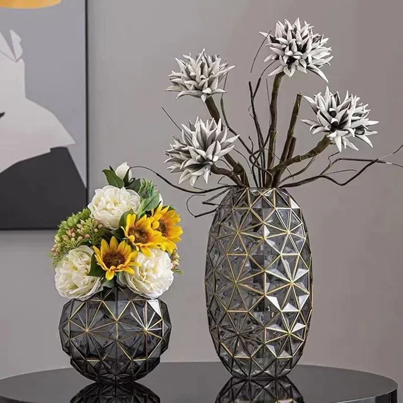 

Nordic Wind Inserted Simulation Flower Water Flowers Living Room Porch Floor-To-Ceiling Glass Vase Green Plants Light Luxury