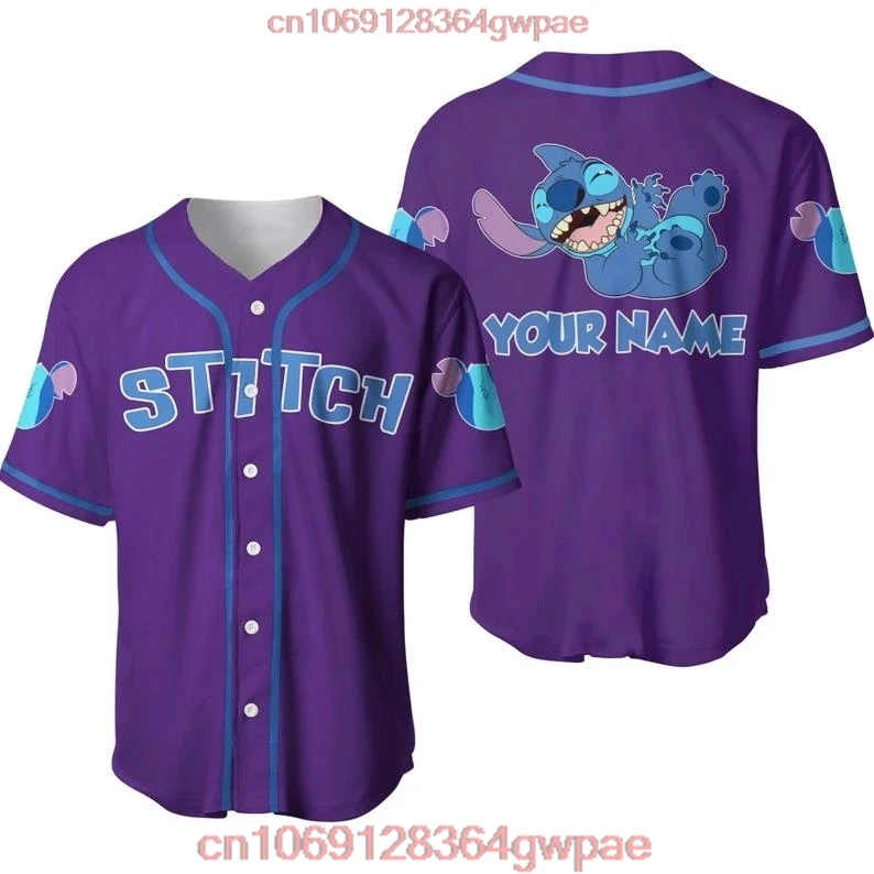 Custom Name Jersey  Disney Stitch Baseball Jersey Men Women Tops Disney Baseball Uniform Shirts Casual Party Wear